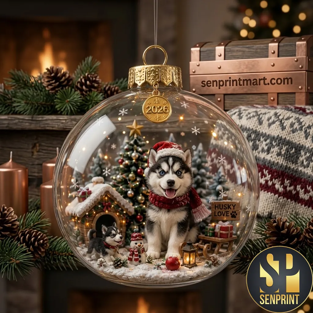 Husky Love 2026 Christmas Tree Ornament