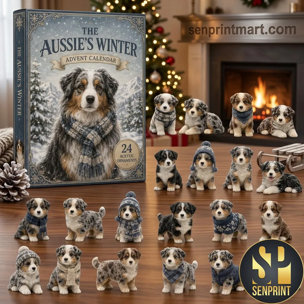 The Aussie’s Winter Australian Shepherd 24 Piece Acrylic Advent Calendar