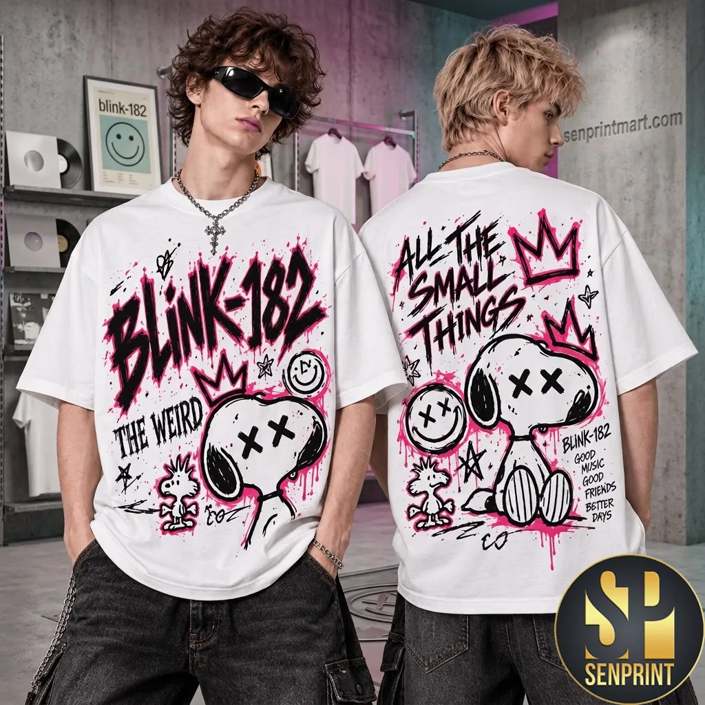 Blink-182 x Snoopy All The Small Things Graphic Oversized T-Shirt