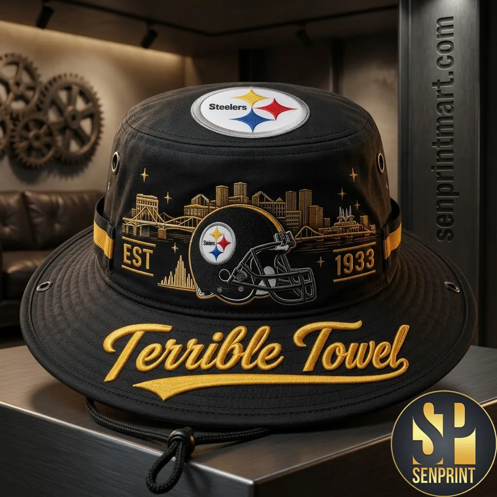 Pittsburgh Steelers Terrible Towel Est 1933 Embroidered Bucket Hat