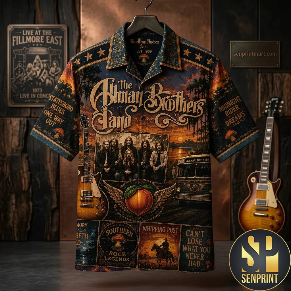 The Allman Brothers Band Vintage Southern Rock Music Hawaiian Shirt