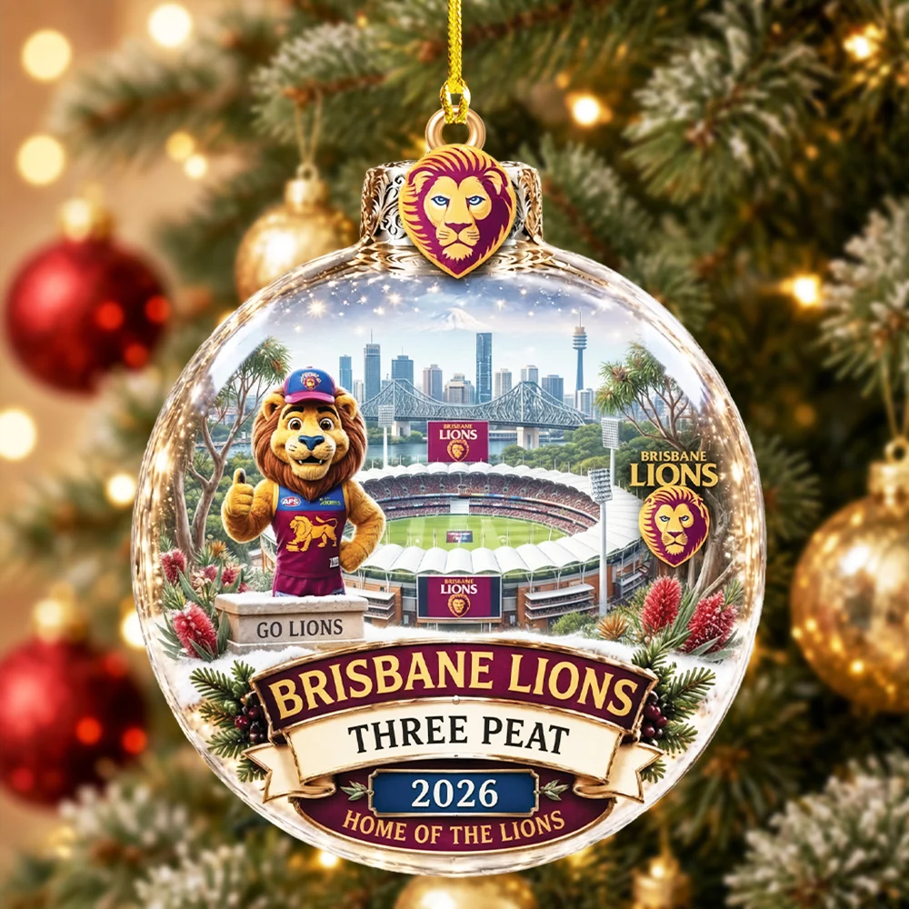 Brisbane Lions AFL 2026 Three Peat Commemorative Holiday Double Sided Acrylic Ornament