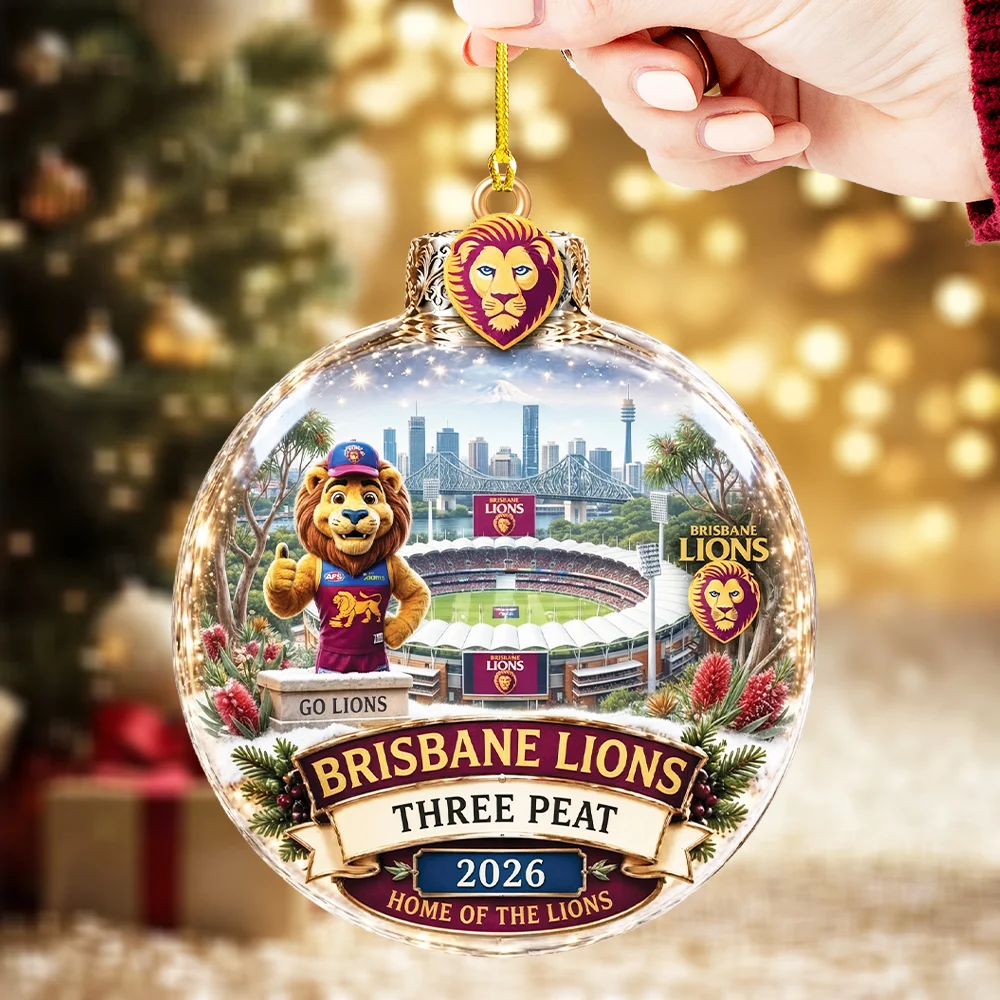 Brisbane Lions AFL 2026 Three Peat Commemorative Holiday Double Sided Acrylic Ornament Brisbane Lions AFL 2026 Three Peat Commemorative Holiday Double Sided Acrylic Ornament