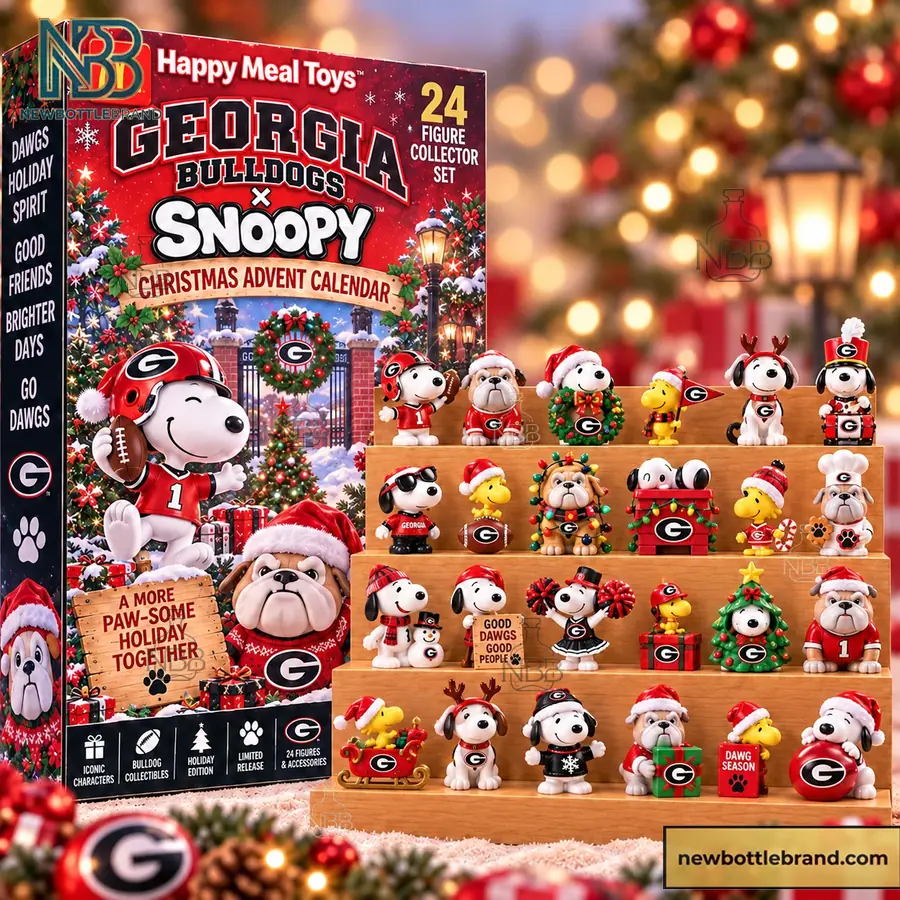 Georgia Bulldogs x Snoopy Peanuts 2026 24 Days Holiday Countdown Mini Figures Set Christmas Advent Calendar