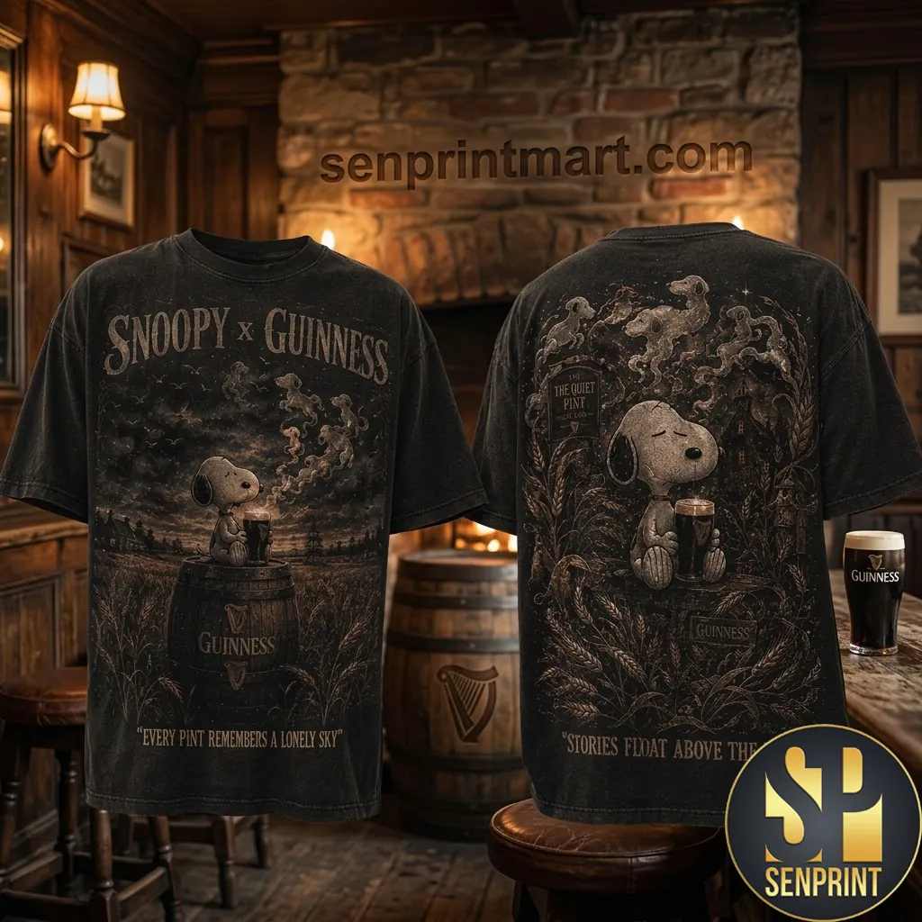Snoopy x Guinness Moonlit Stout Graphic Vintage Wash T-Shirt