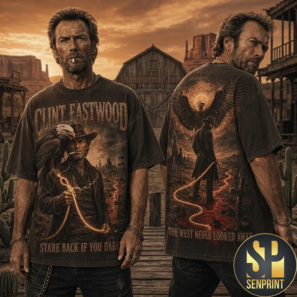 Clint Eastwood Eagle Of The West Vintage Style Graphic T-Shirt