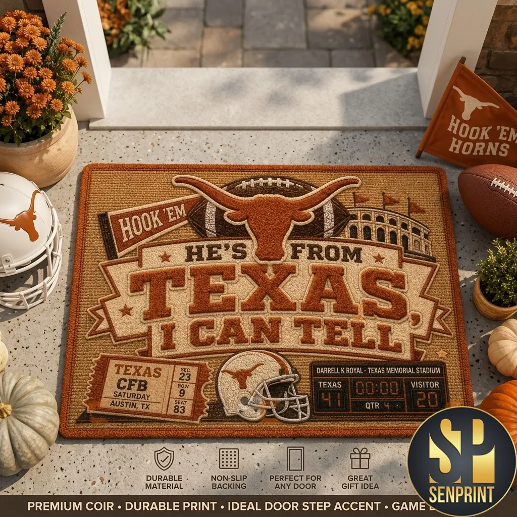Texas Longhorns Hook Em He Is From Texas Football Door Mat