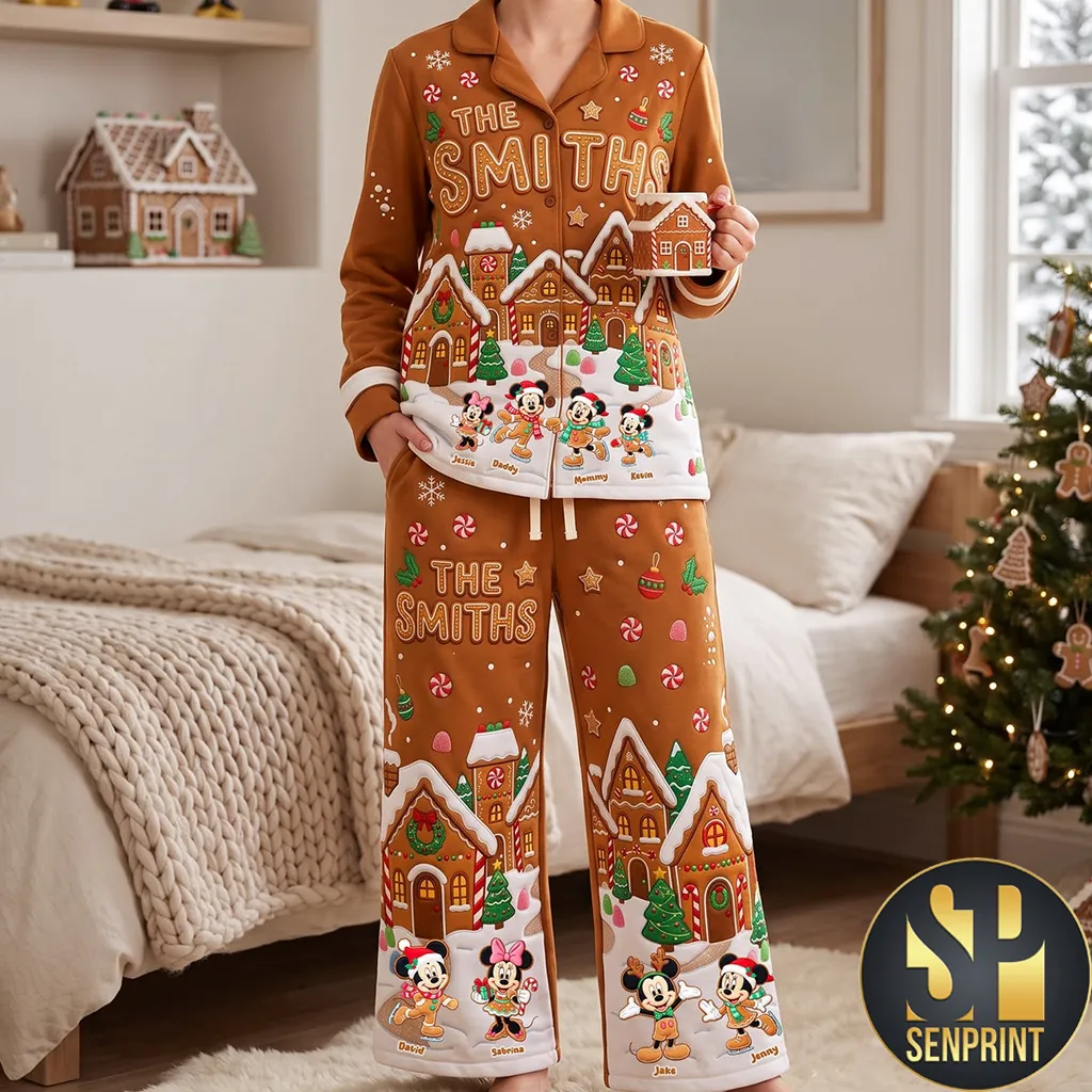 Personalized Gingerbread Mickey Mouse Family Christmas Pajama Set