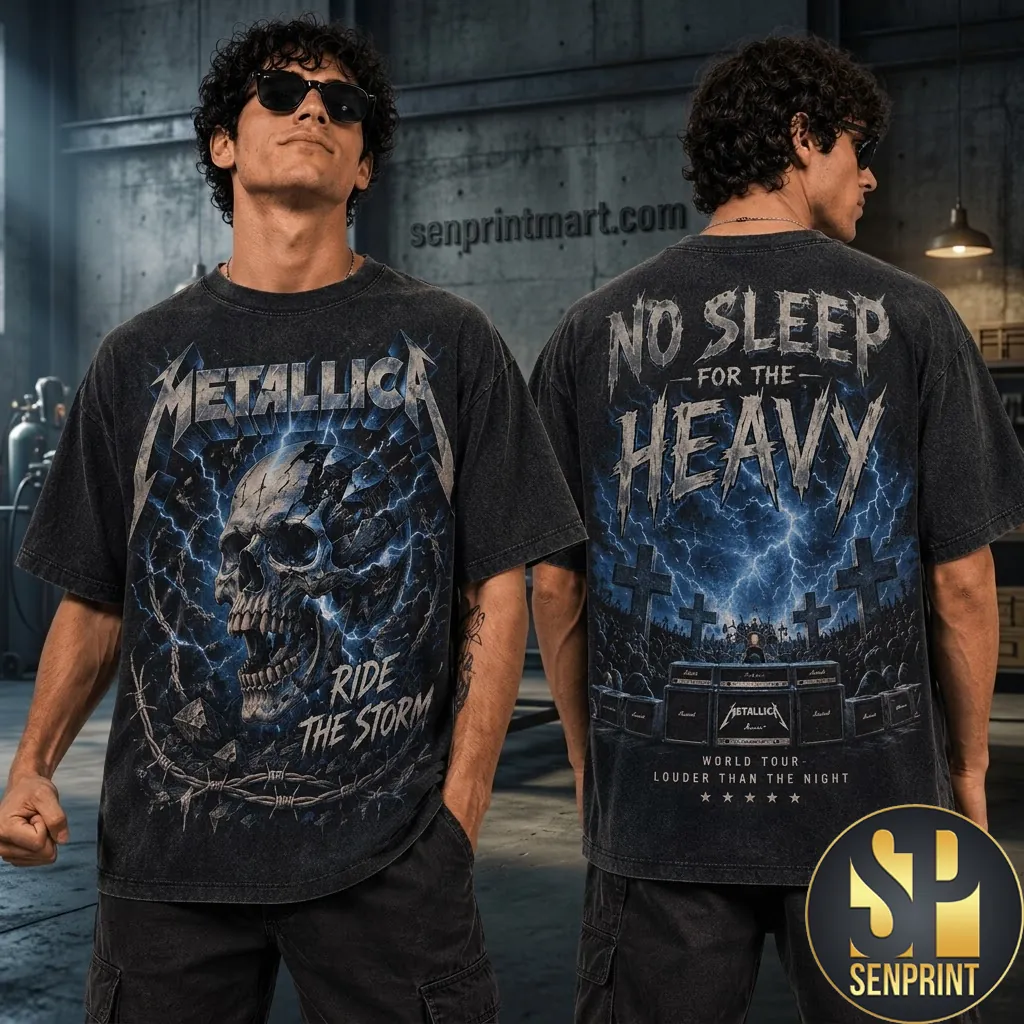Metallica Ride The Storm No Sleep For The Heavy Graphic T-Shirt