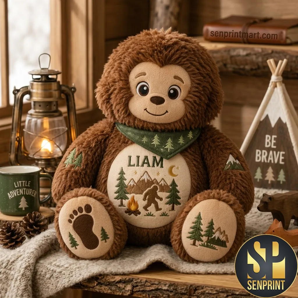Personalized Bigfoot Plush Toy Custom Name Sasquatch Stuffed Animal Pillow