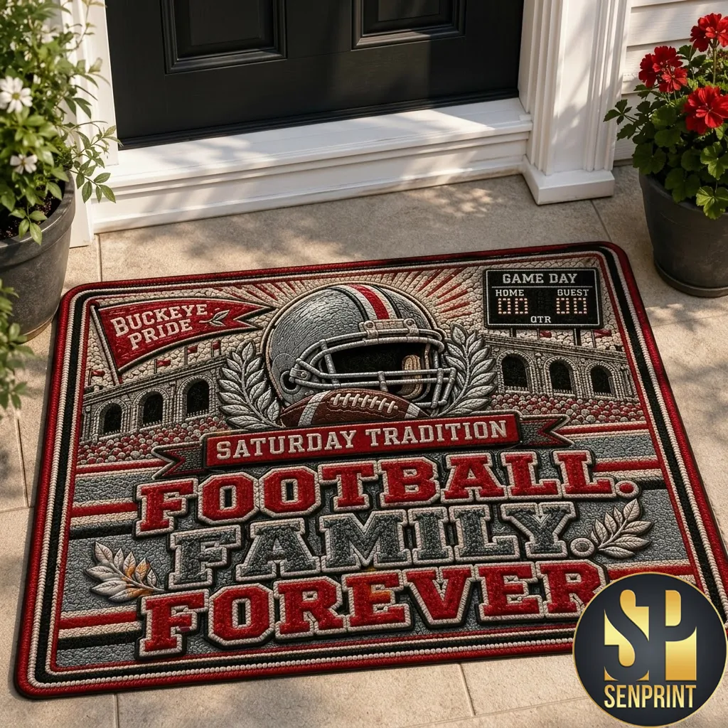 Ohio State Buckeyes Football Family Forever Saturday Tradition Door Mat