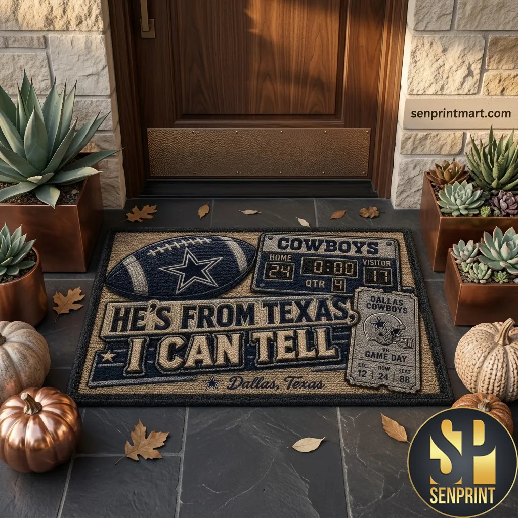 Dallas Cowboys He’s From Texas Football Scoreboard Door Mat