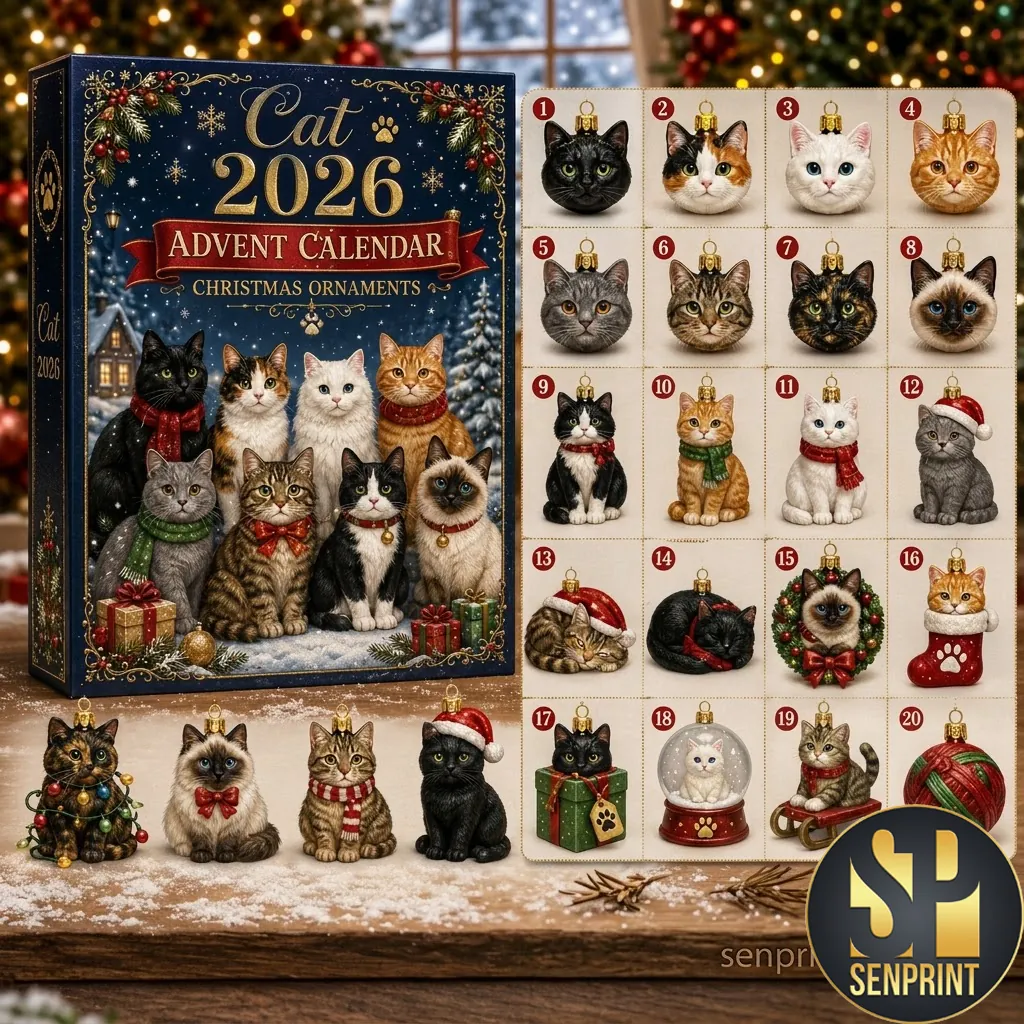 Cat 2026 Christmas Ornament Advent Calendar Set