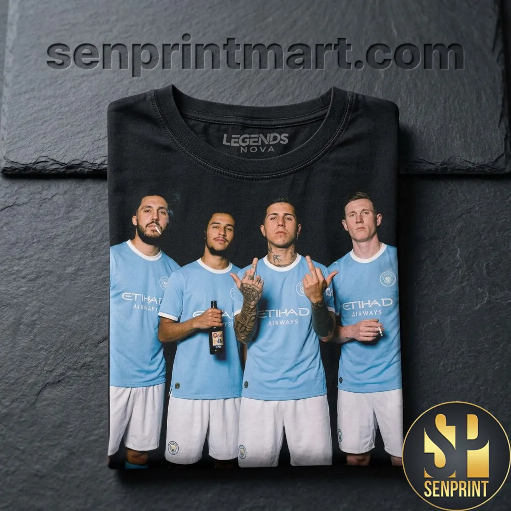 Manchester City Football Club Graphic Print Cotton T-Shirt