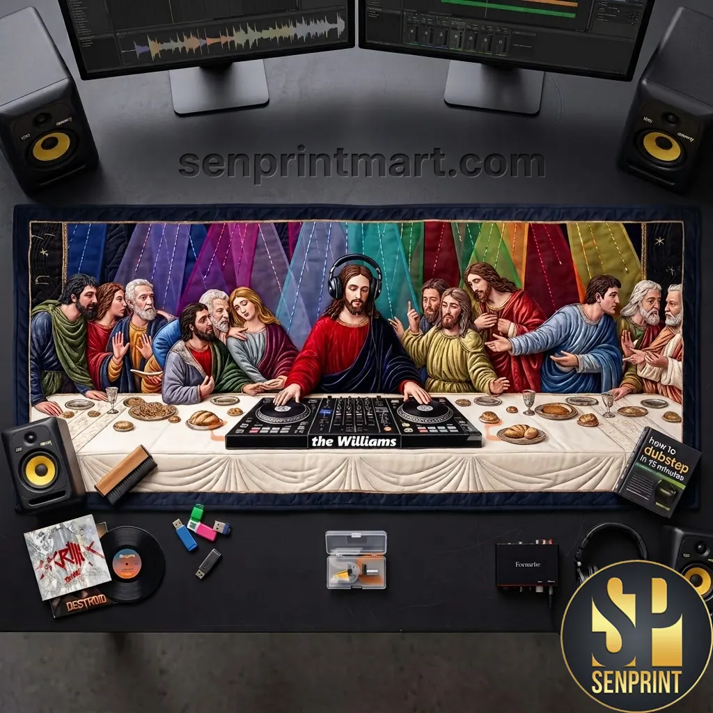 DJ Jesus The Last Supper Personalized Quilted Table Runner
