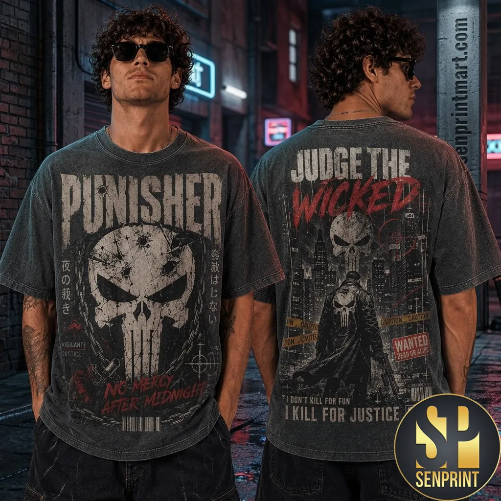 Punisher Judge The Wicked Graphic Vintage Washed T-Shirt