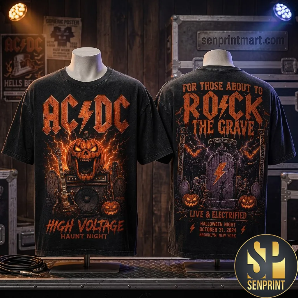 AC/DC High Voltage Haunt Night Halloween Graphic T-Shirt