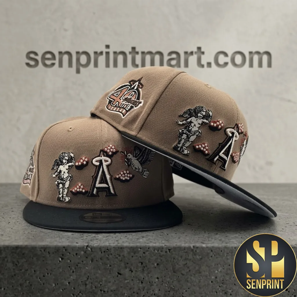 Los Angeles Angels Cupid Logo 40th Anniversary Camel Snapback Hat