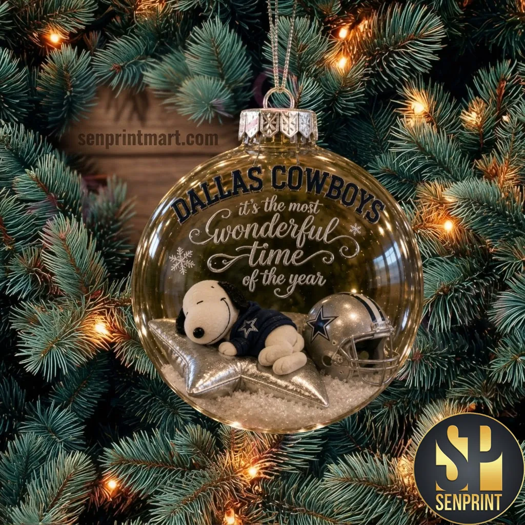 Dallas Cowboys Snoopy Most Wonderful Time Christmas Ornament