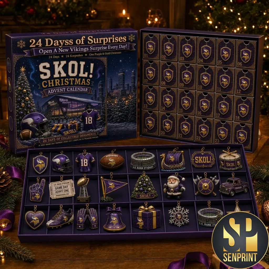 Minnesota Vikings Skol Christmas 24 Day Collectible Advent Calendar