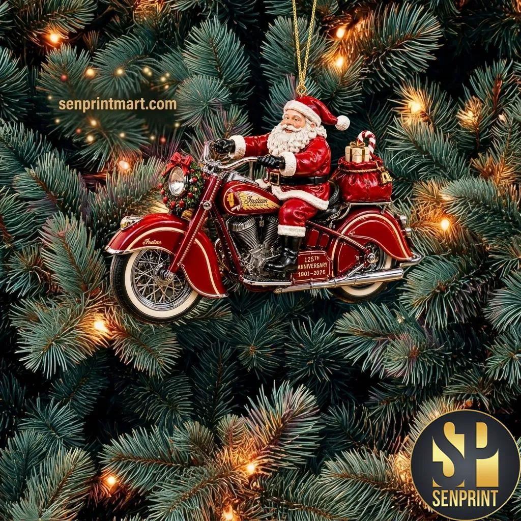 Indian Motorcycle 125th Anniversary Santa Rider Christmas Ornament