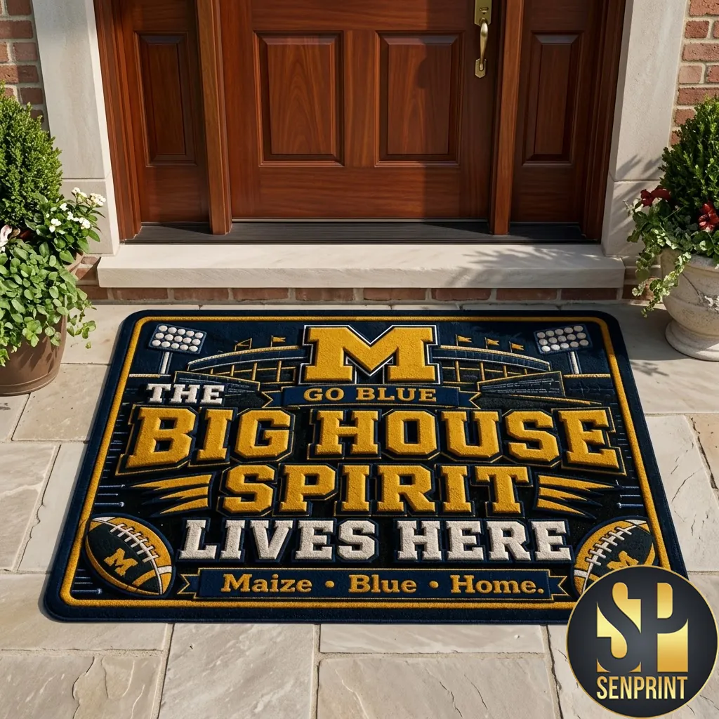 Michigan Wolverines The Big House Spirit Lives Here Welcome Door Mat