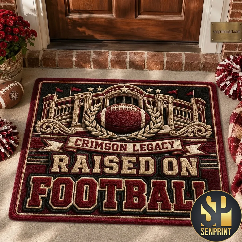 Alabama Crimson Tide Crimson Legacy Raised On Football Door Mat