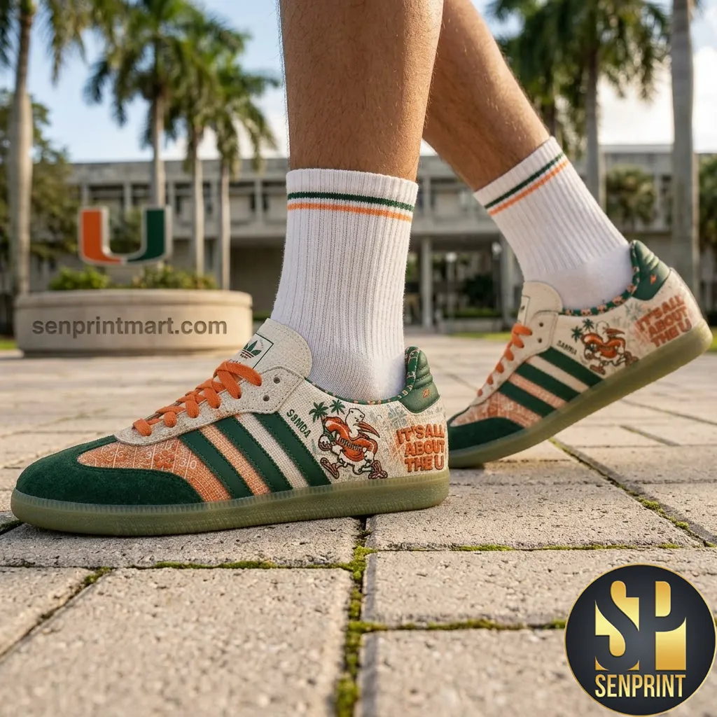 Miami Hurricanes It’s All About The U Custom Samba Shoes