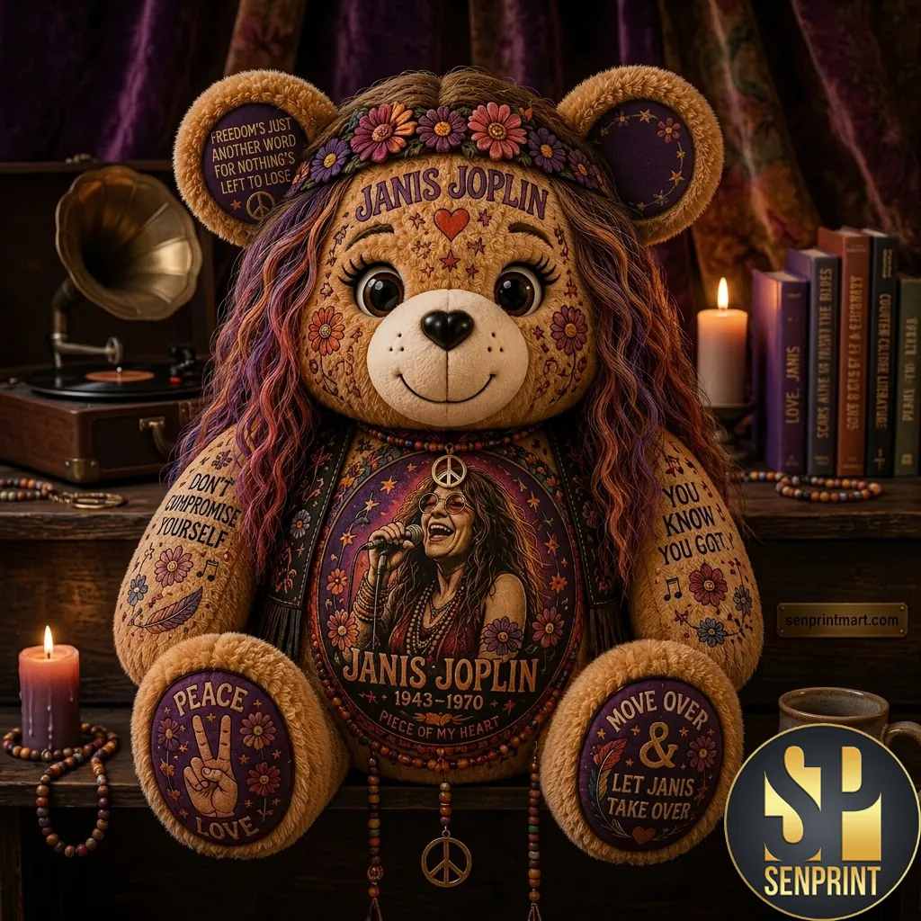 Janis Joplin Commemorative Music Legend Decorative Plush Pillow