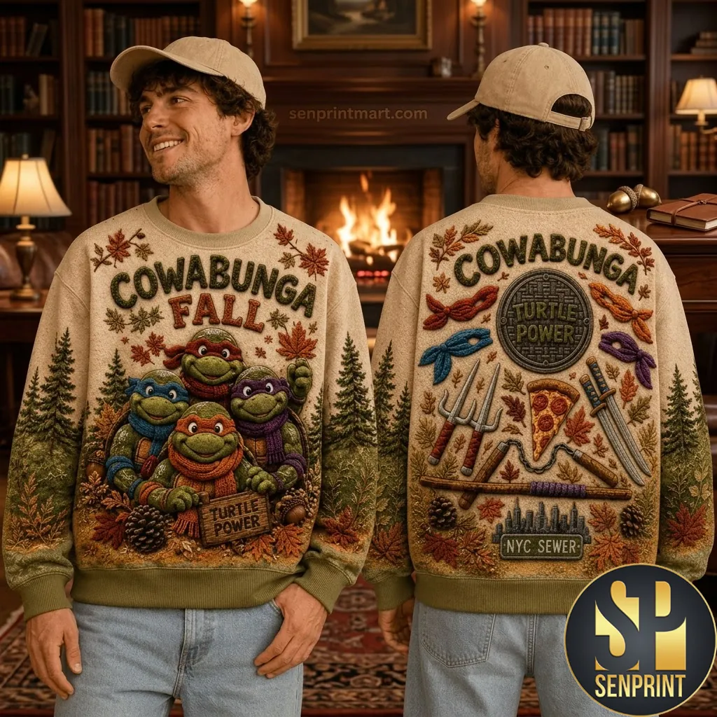 Teenage Mutant Ninja Turtles Cowabunga Fall Beige Ugly Sweater