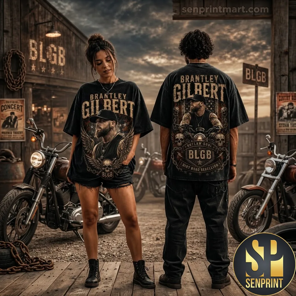 Brantley Gilbert Outlaw Soul Dirt Road Rebellion Graphic T-Shirt