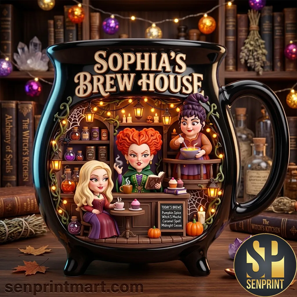 Personalized Sophias Brew House Witch Cauldron Ceramic Mug