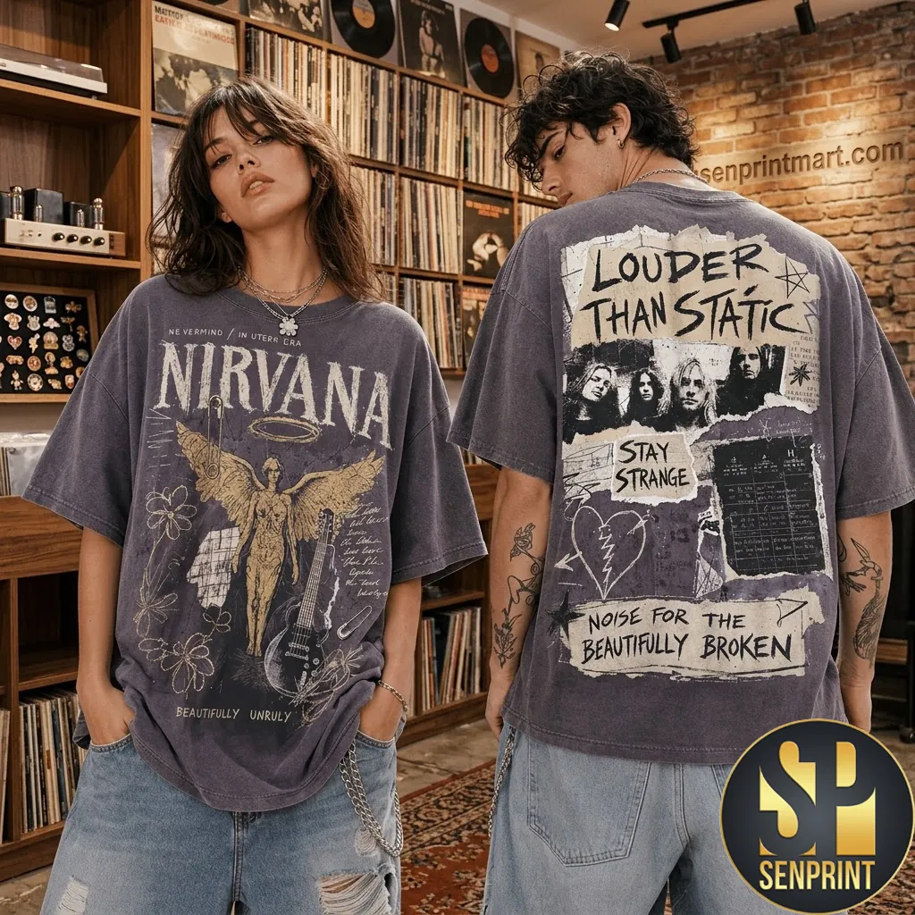 Nirvana Louder Than Static Vintage Graphic Oversized T-Shirt
