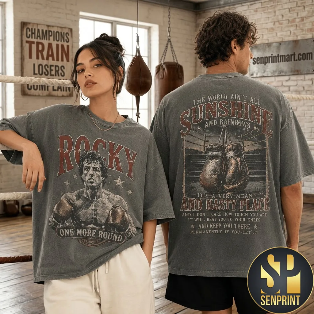 Rocky Balboa One More Round Vintage Style Graphic T-Shirt