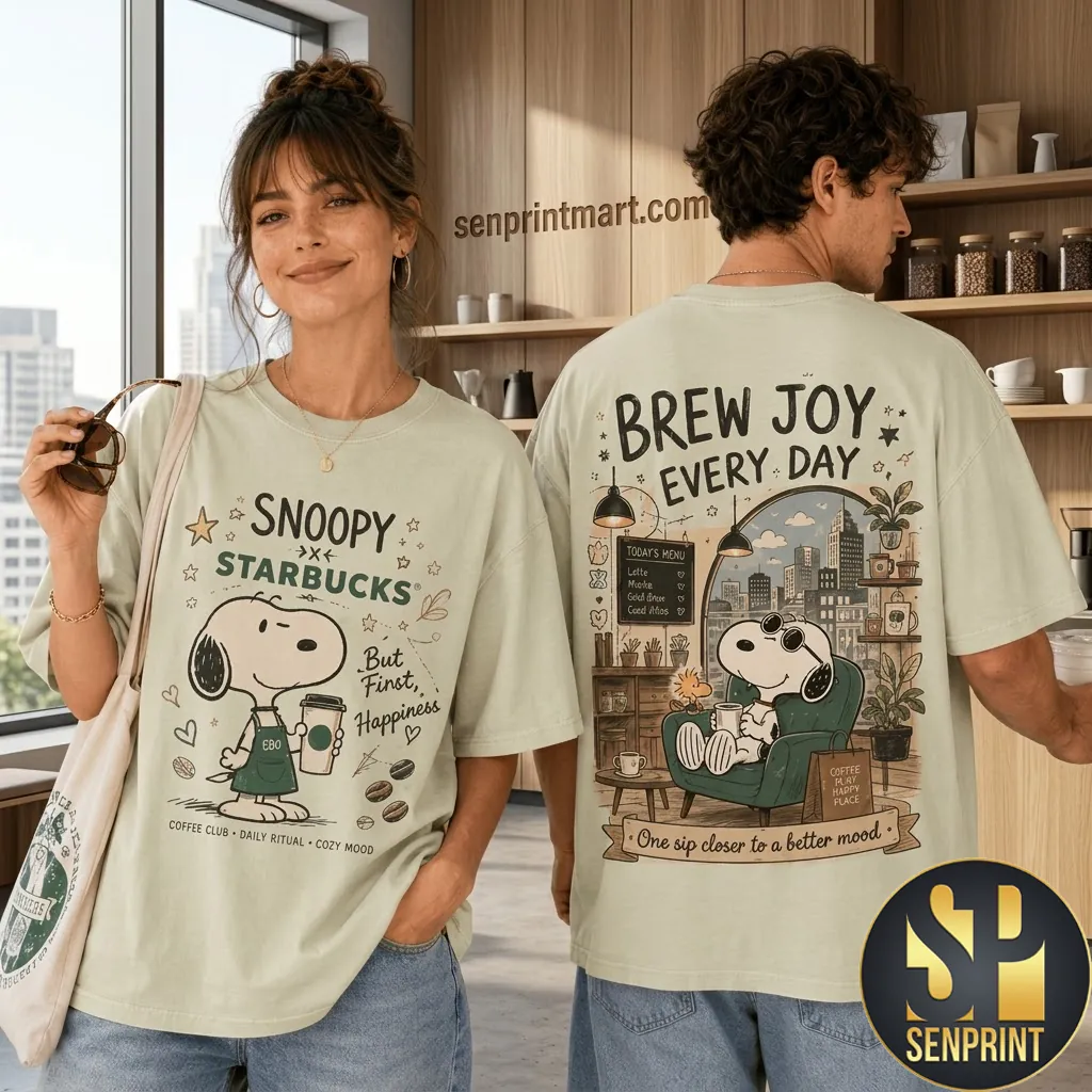 Snoopy Starbucks Brew Joy Every Day Graphic T-Shirt