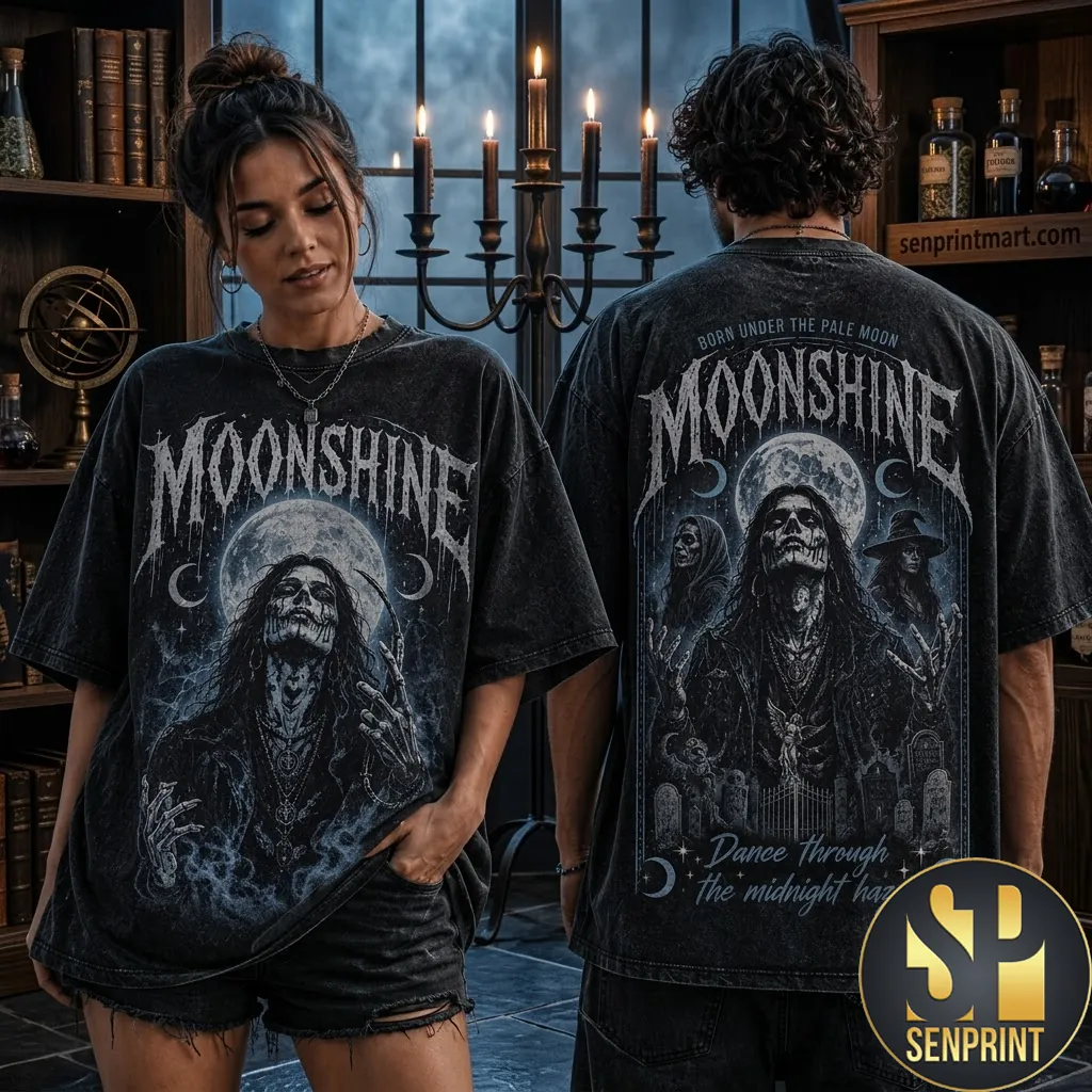 Moonshine Born Under The Pale Moon Graphic Oversized T-Shirt