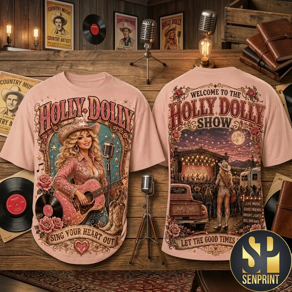 Holly Dolly Sing Your Heart Out Vintage Style 3D Graphic T-Shirt
