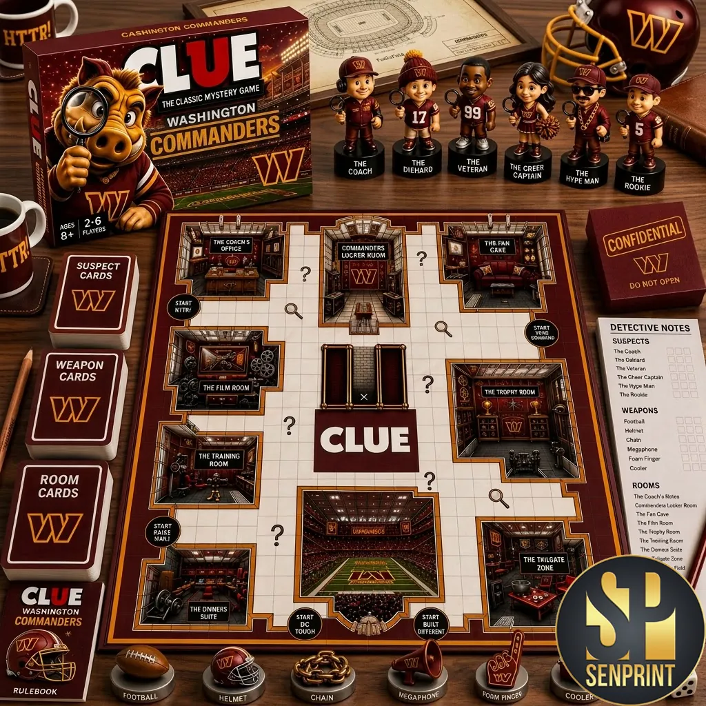 Washington Commanders Edition Clue The Classic Mystery Board Game