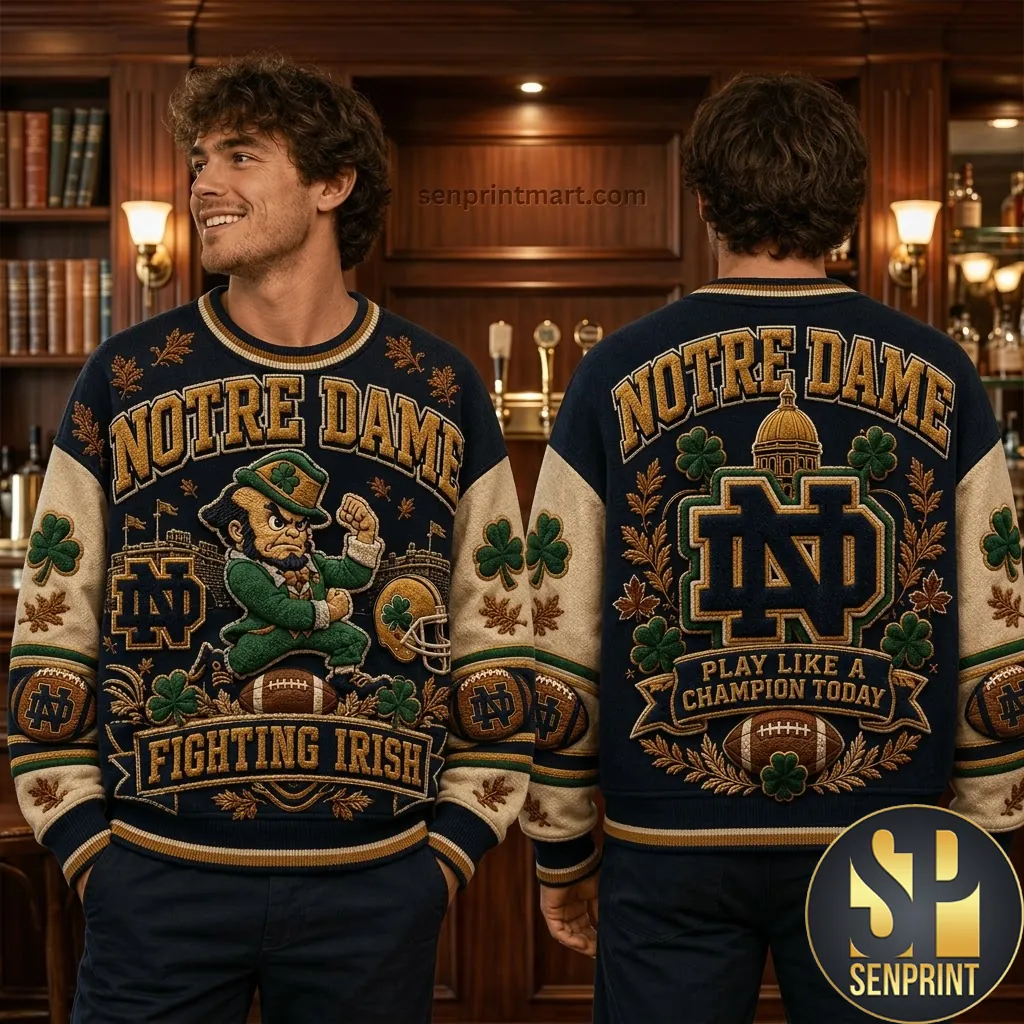 Notre Dame Fighting Irish Premium Embroidered Graphic Sweater