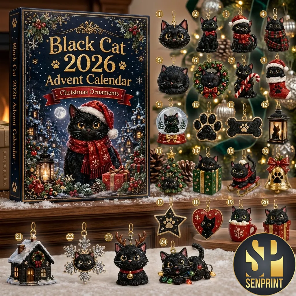 Black Cat 2026 Christmas Ornament Holiday Advent Calendar