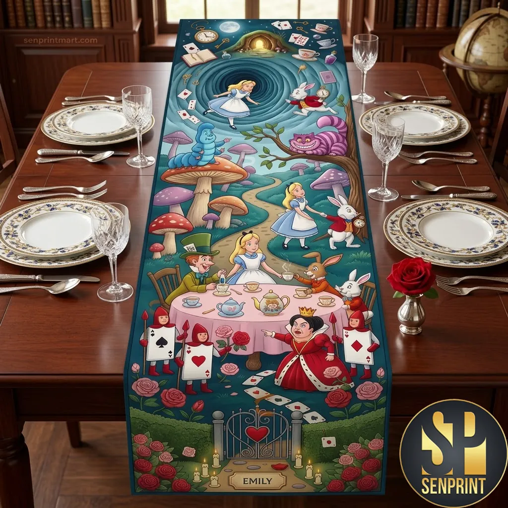 Alice In Wonderland Tea Party Personalized Table Runner