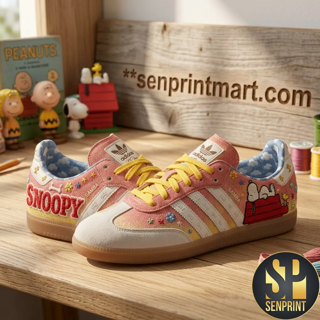 Snoopy Peanuts Custom Embroidered OG Samba Shoes