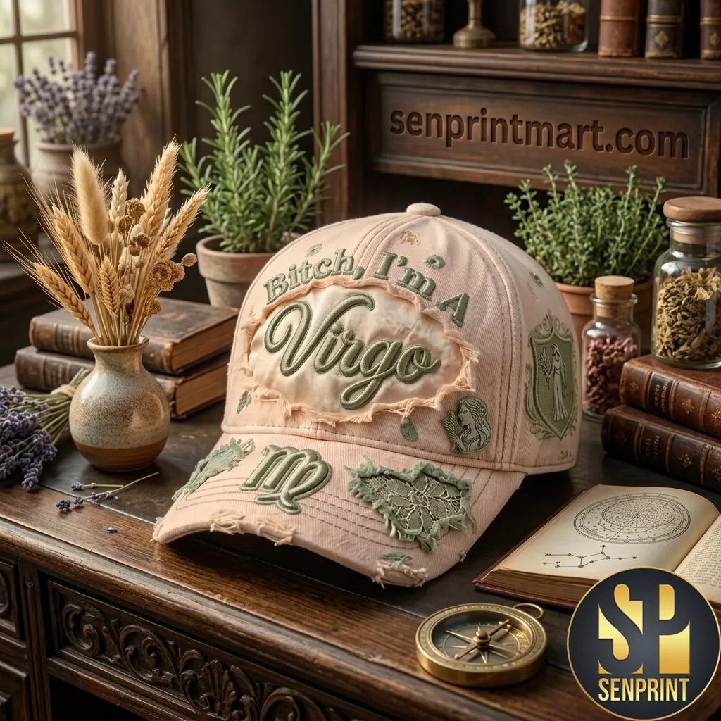 Bitch I’m A Virgo Embroidered Distressed Baseball Cap