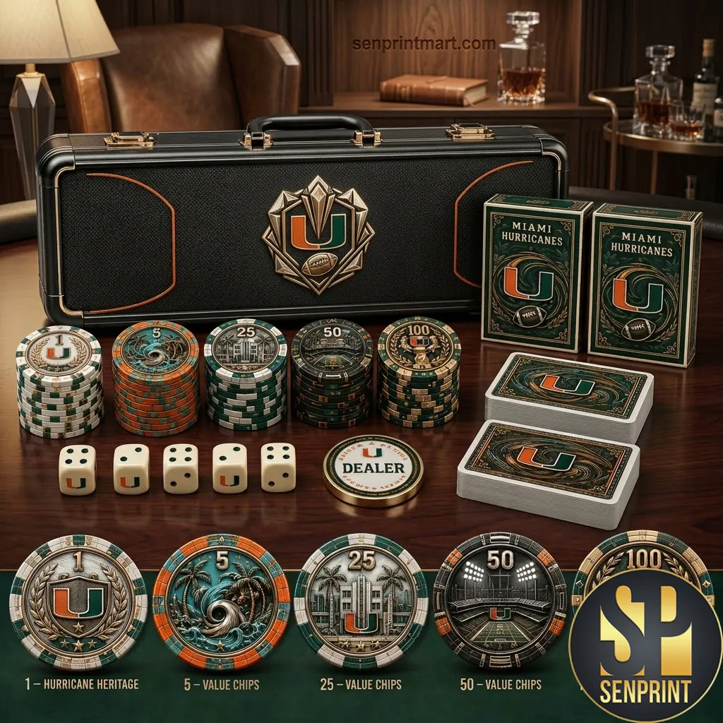 Miami Hurricanes 300-Piece Deluxe Collector Poker Set