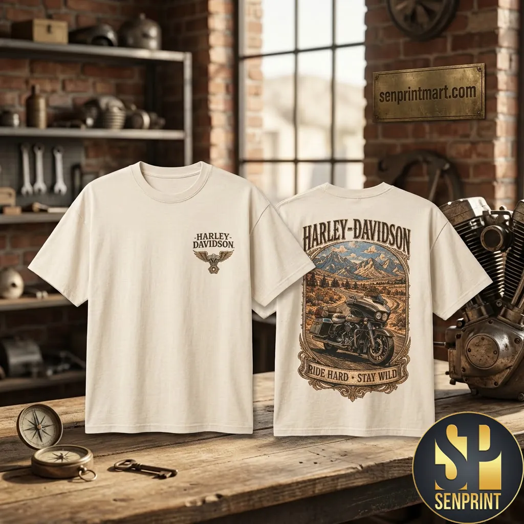 Harley Davidson Ride Hard Stay Wild Graphic T-Shirt