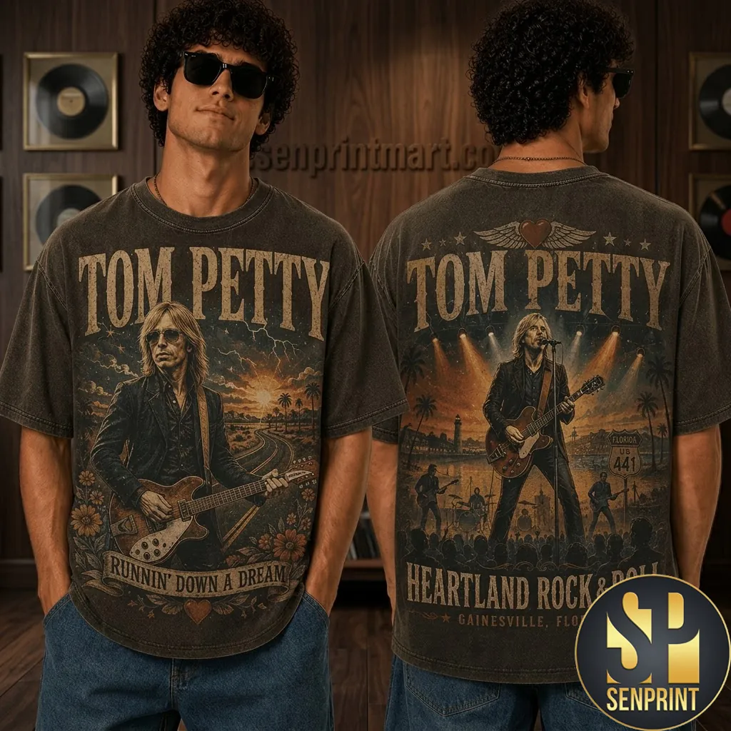 Tom Petty Runnin Down A Dream Vintage Style Graphic T-Shirt