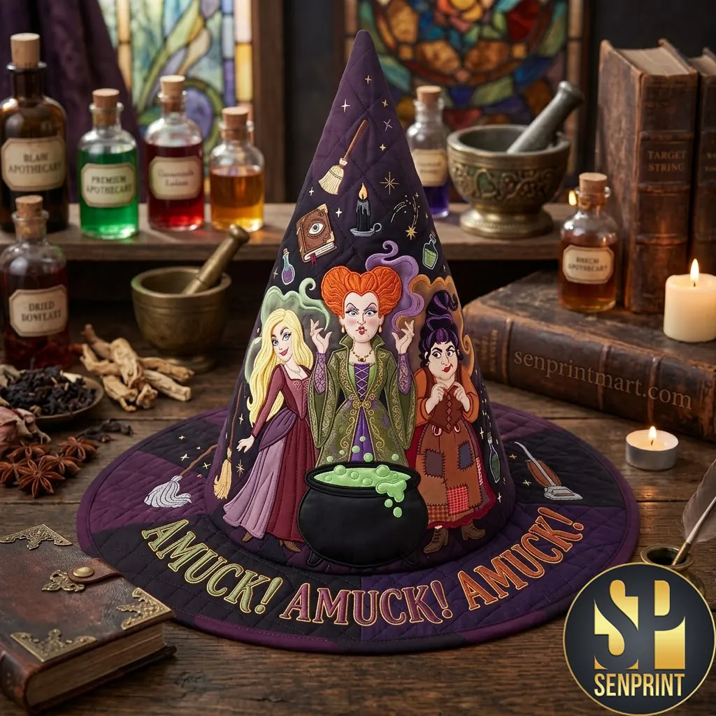 Hocus Pocus Sanderson Sisters Amuck Quilted Witch Hat