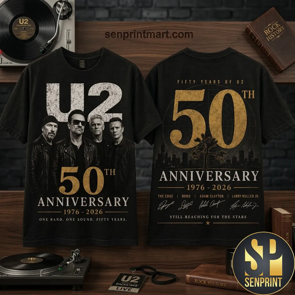 U2 50th Anniversary 1976-2026 Commemorative Rock Band T-Shirt