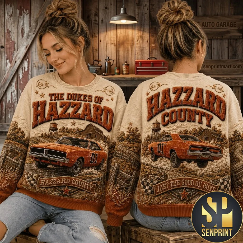 The Dukes Of Hazzard General Lee Vintage Style Graphic Sweater