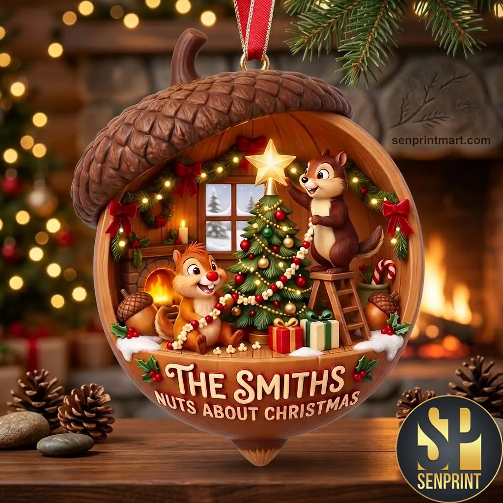 Personalized Chipmunk Acorn The Smiths Nuts About Christmas Ornament
